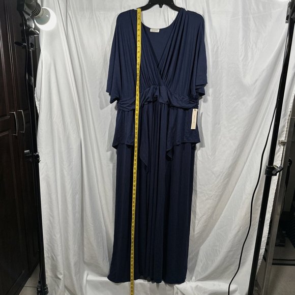 NWD $128 Kiyonna [ 3X ] Indie Surplice V-Neck Maxi Dress in‎ Nouveau Navy #Q400 - Picture 6 of 13